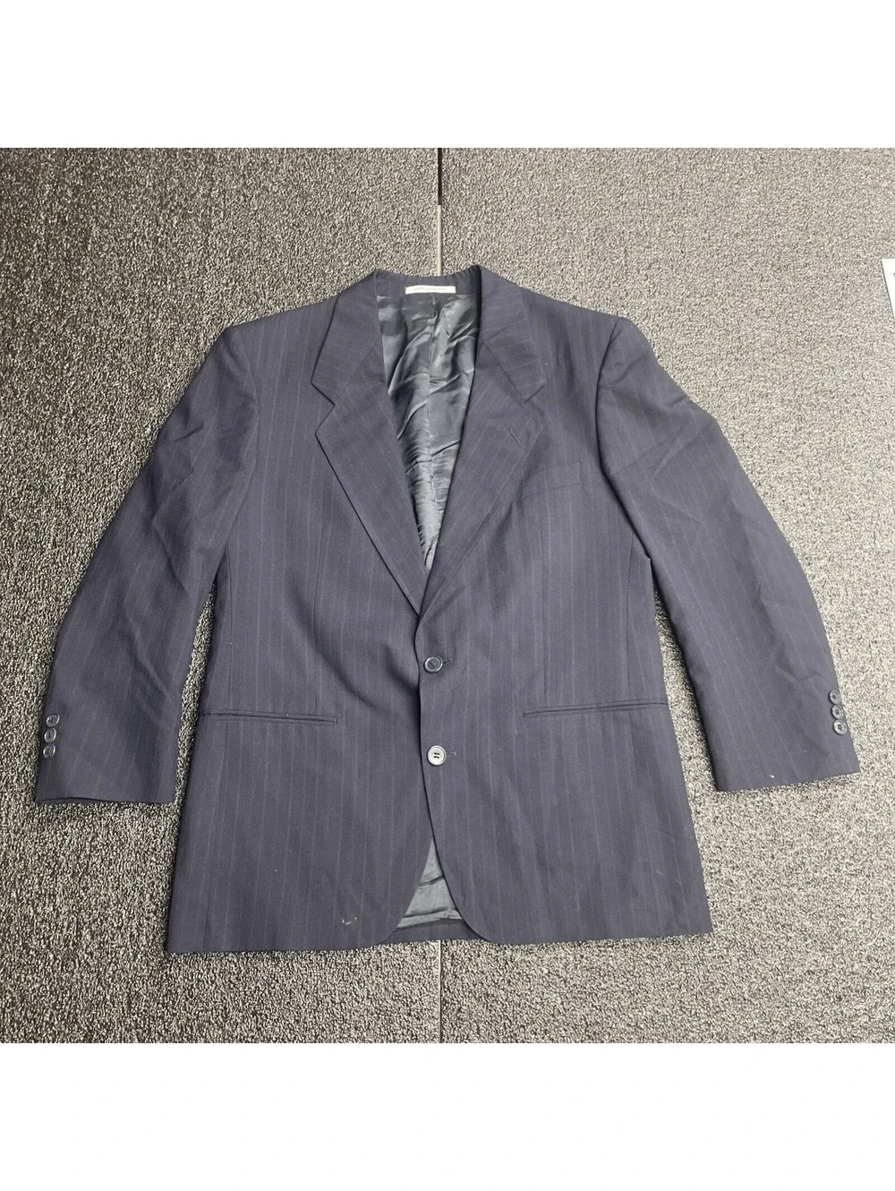 Yves Saint Laurent Vintage Wool Blazer Made in France Navy Pinstripe 38R